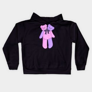 Pink Two Headed Teddy Bear Kids Hoodie